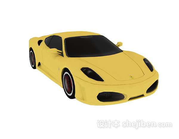 设计本黄色跑车3d模型下载
