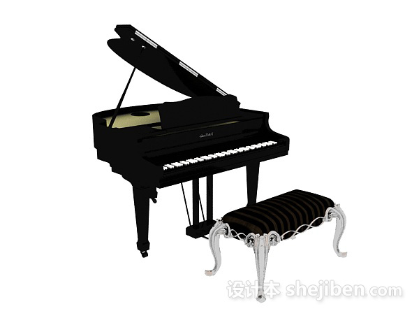 古典钢琴椅子钢琴3d模型下载