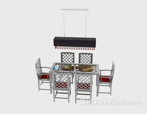免费中式餐桌餐椅家具3d模型下载