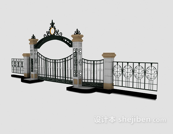 设计本小区入口大门3d模型下载