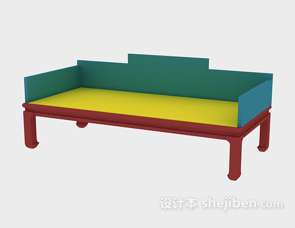 中式风格床榻3d模型下载