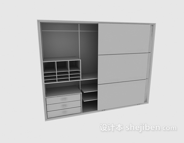 现代风格衣柜3d模型下载