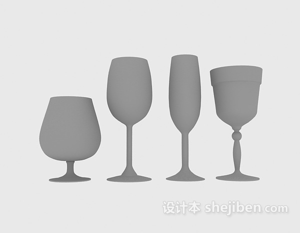 免费高脚杯酒杯3d模型下载
