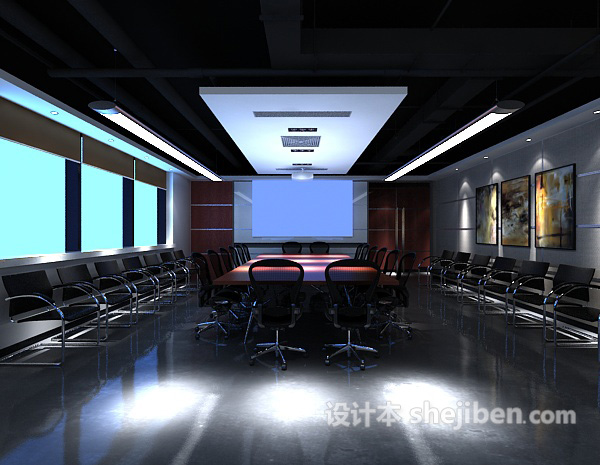 会议室会议台3d模型下载