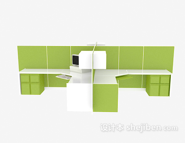 现代风格绿色办公单元3d模型下载