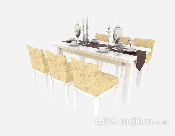 地中海式简约餐桌3d模型下载