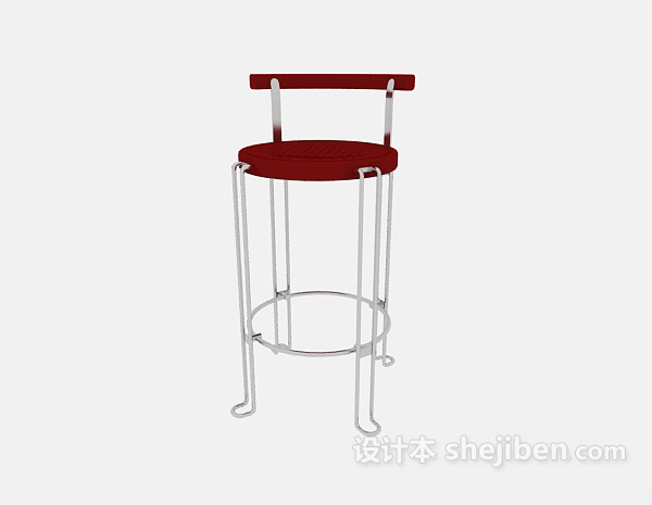 现代风格红色高脚椅3d模型下载