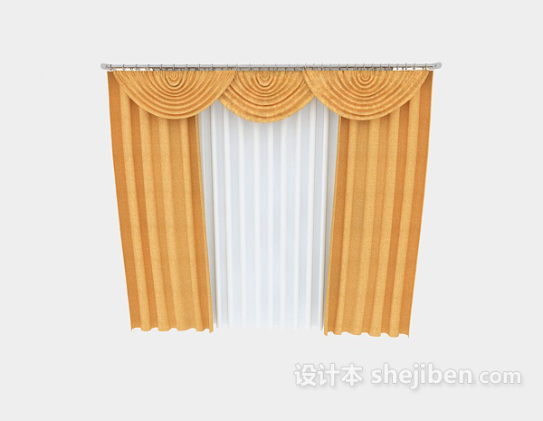 现代风格卧室暖色窗帘3d模型下载