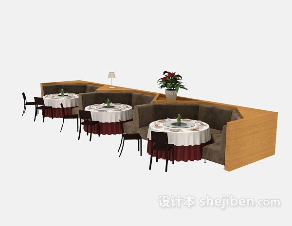 现代餐厅组合餐桌3d模型下载