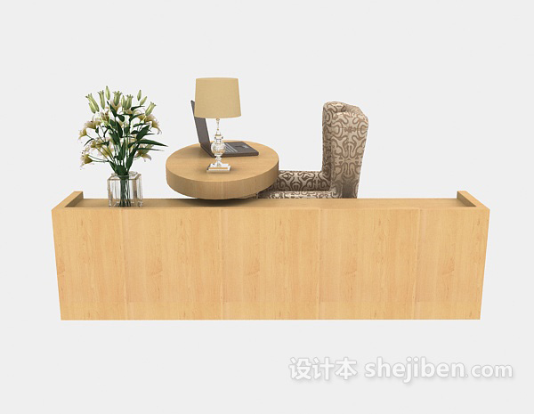 休闲小型办公桌3d模型下载
