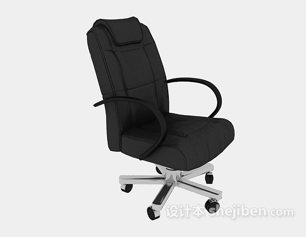 黑色皮质办公椅子3d模型下载
