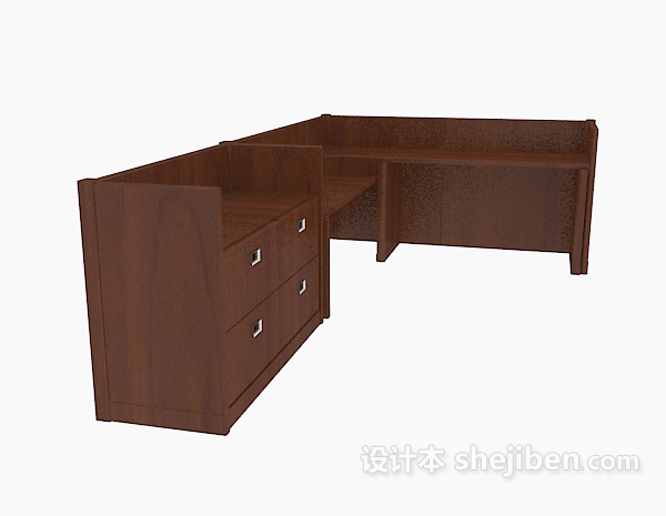 现代风格实木组合办公桌子3d模型下载