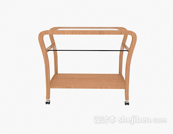 现代风格木质家居边桌3d模型下载