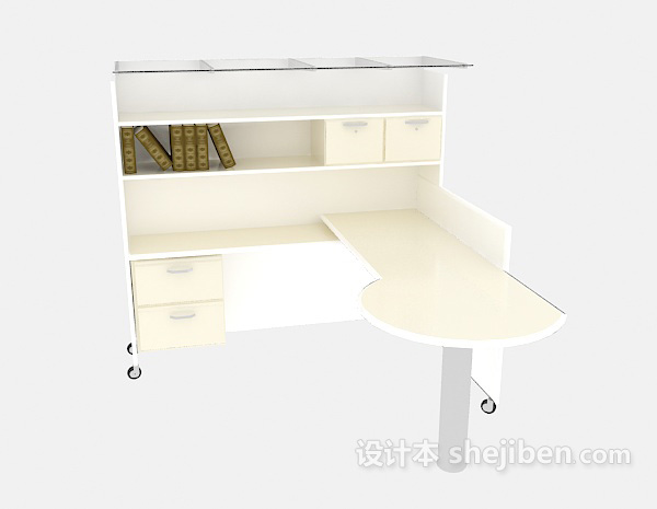 免费白色家居书桌3d模型下载
