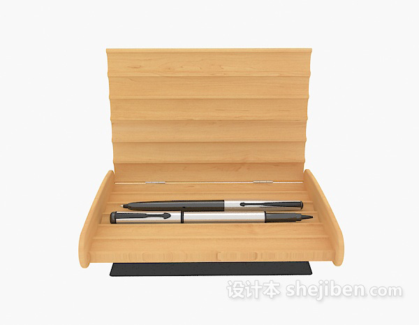 现代风格实木笔盒3d模型下载
