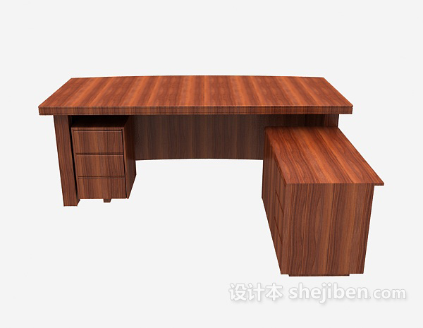 实木公司办公桌3d模型下载