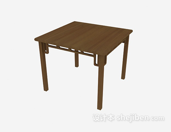免费中式风格实木餐桌3d模型下载