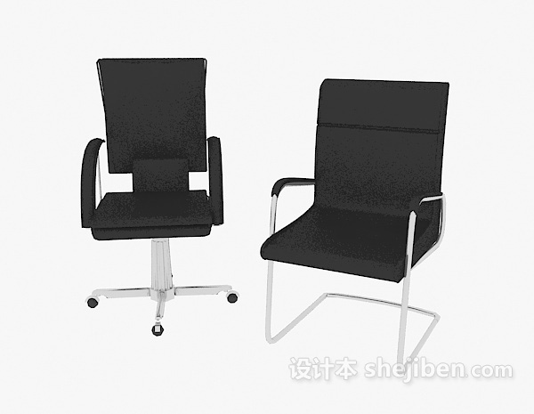 现代风格黑色员工办公椅3d模型下载