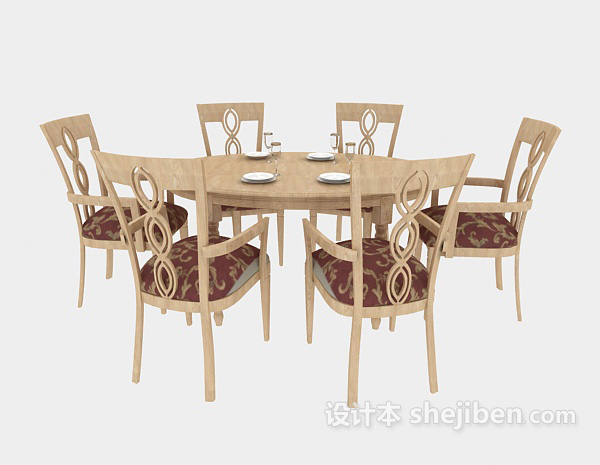 家庭餐桌3d模型下载