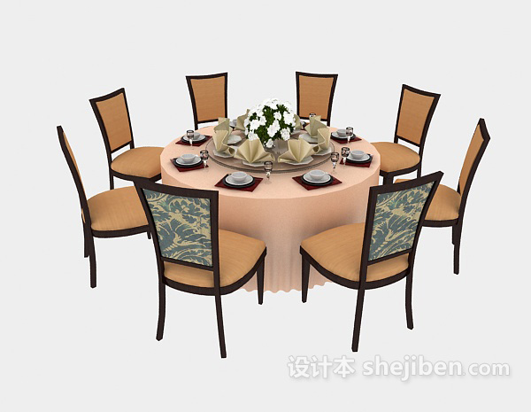 时尚简约餐桌3d模型下载