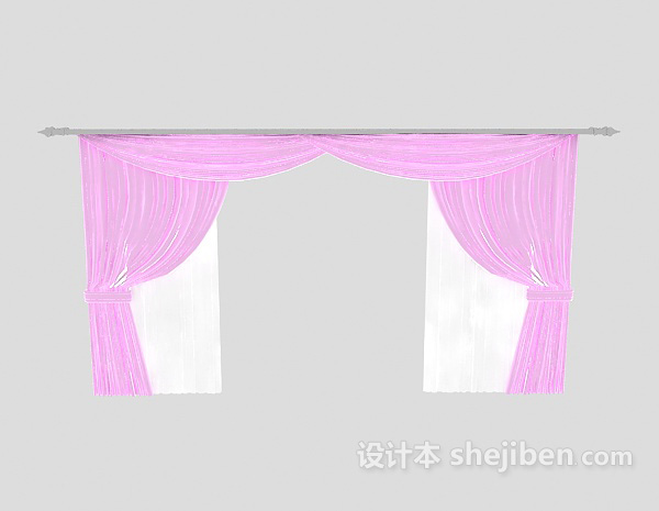 现代风格粉色清新窗帘3d模型下载