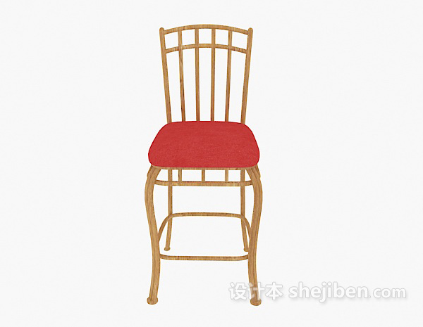 现代风格精致实木高脚椅3d模型下载