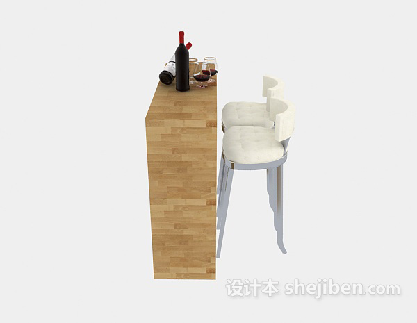 现代风格家庭小型吧台桌椅3d模型下载