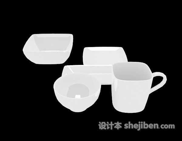 现代风格杯碗器具3d模型下载