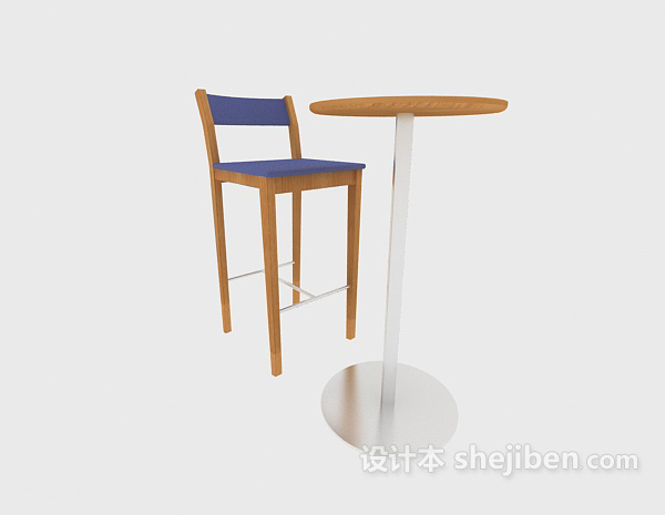 现代风格单人吧台桌椅3d模型下载