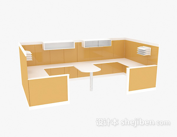 免费现代区域办公桌3d模型下载
