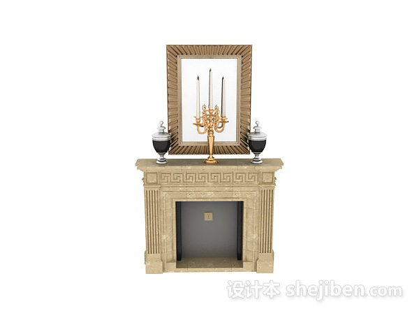 现代风格家庭石材壁炉3d模型下载