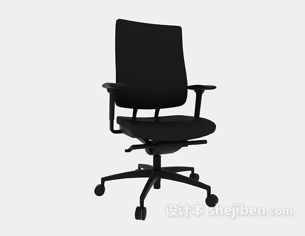 免费黑色办公靠背椅3d模型下载