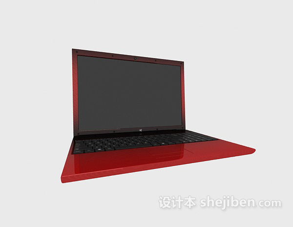 免费红色笔记本电脑3d模型下载
