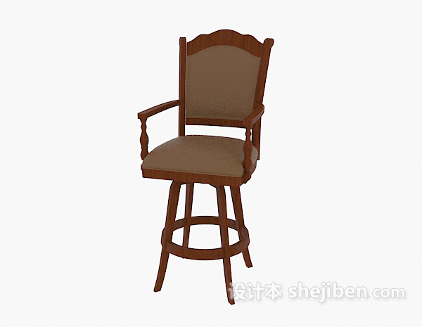 免费美式实木吧台椅3d模型下载