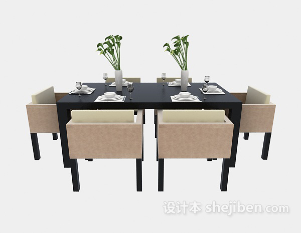 现代风格现代家居简约餐桌3d模型下载