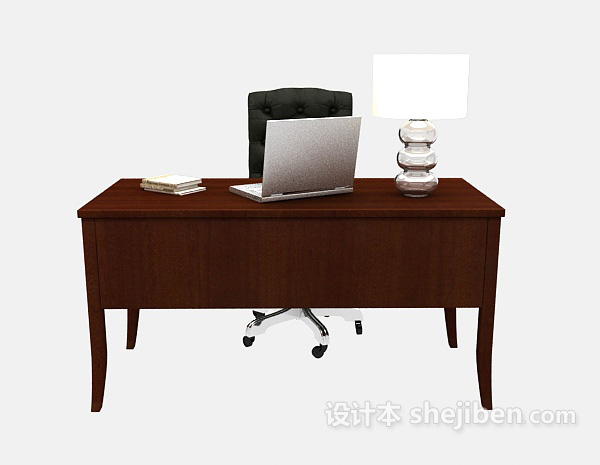红木办公桌3d模型下载