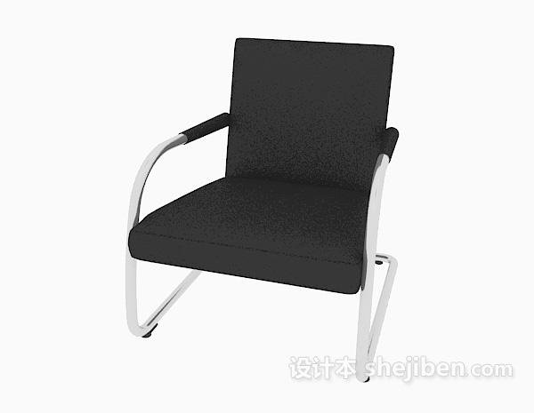 免费黑色简约扶手椅3d模型下载