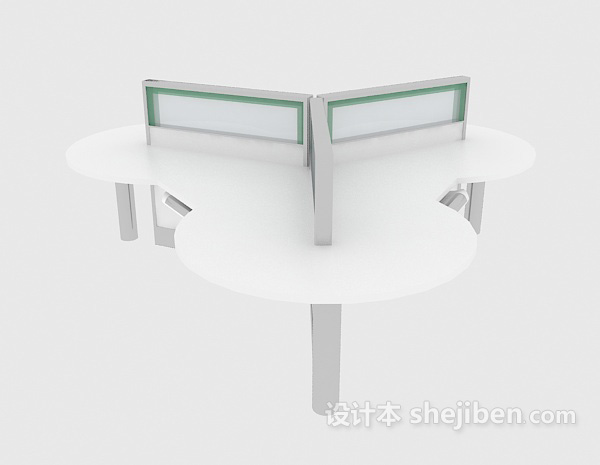 免费白色实木办公桌3d模型下载