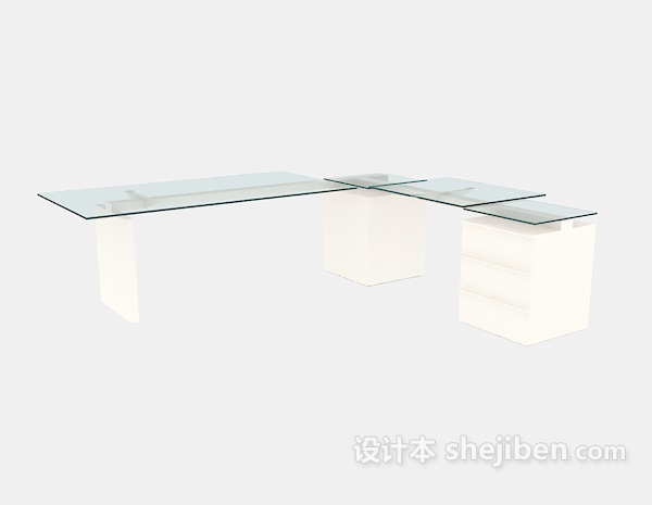 现代风格简约风格玻璃办公桌3d模型下载