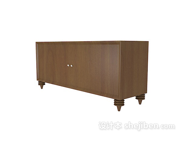 棕色实木储物柜3d模型下载