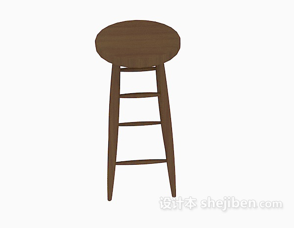 棕色实木高脚椅3d模型下载