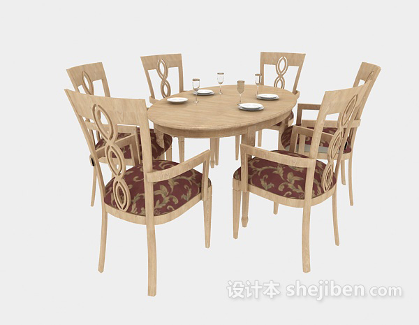 地中海风格家庭餐桌3d模型下载