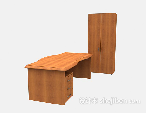 书桌、衣柜组合3d模型下载