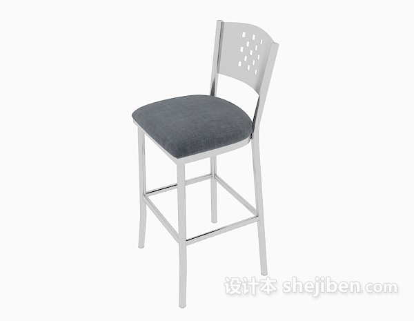 白色简约高脚椅3d模型下载