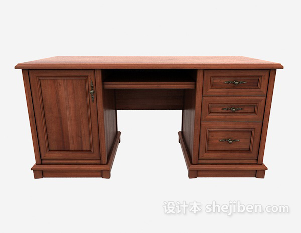 欧式风格欧式实木古典书桌3d模型下载