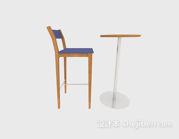 单人吧台桌椅3d模型下载