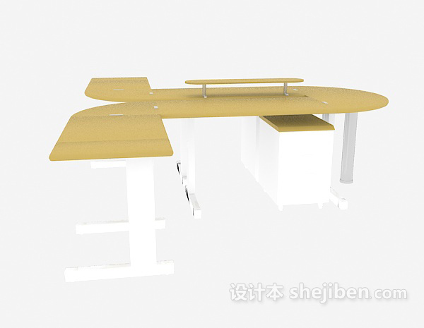 单人办公桌3d模型下载