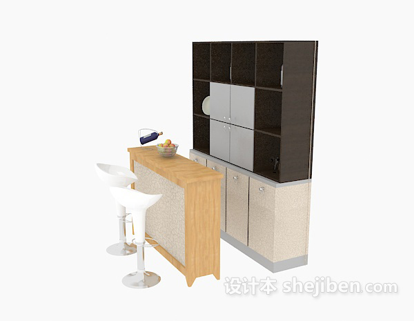 小型家居吧台桌椅3d模型下载