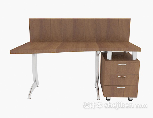 现代风格实木单人办公桌3d模型下载