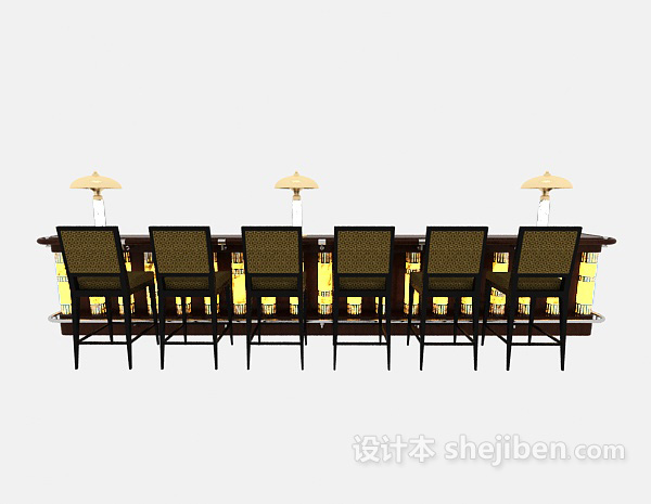 其它豪华酒吧吧台桌椅3d模型下载